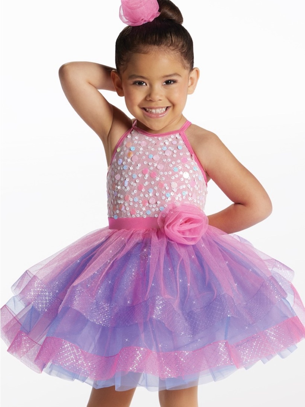 Weissman Pink and Lavender Sequin Tulle Dance Costume
